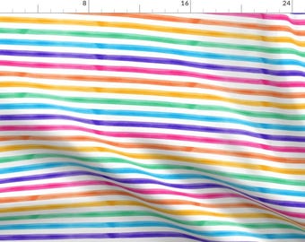 Rainbow Fabric - Watercolor Stripes Rainbow Brights By Littlearrowdesign- Rainbow Stripes Apparel Cotton Fabric By The Yard With Spoonflower