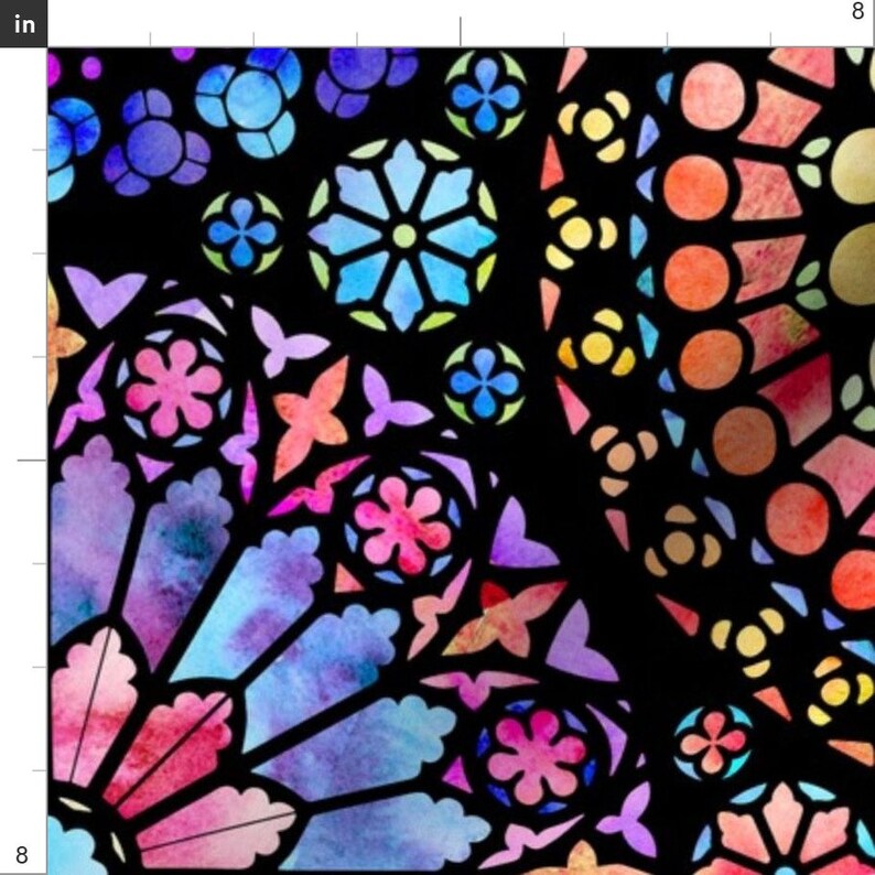 Stained Glass Fabric Painted Rose Windows multicolored Etsy