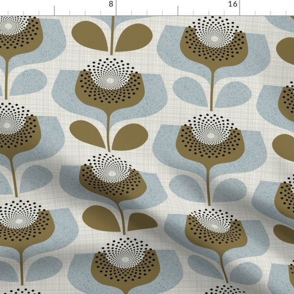 Neutral Botanical Fabric - Scandi Blooms by ottomanbrim - Geometric Flowers 70s Inspired Shapes Fabric by the Yard by Spoonflower