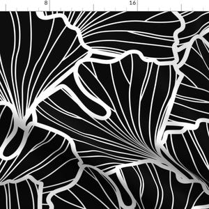 Black Ginko Fabric - Go Go Ginkgo by nanshizzle - Eaves Abstract Ginkgo Ginkgo Tree Jumbo Scale Modern Art Fabric by the Yard by Spoonflower