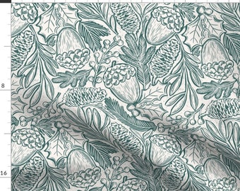 Woodland Winter Fabric - Country Christmas by fineapplepairgmail_com - Pine Green Acorn Pinecone Fabric by the Yard by Spoonflower
