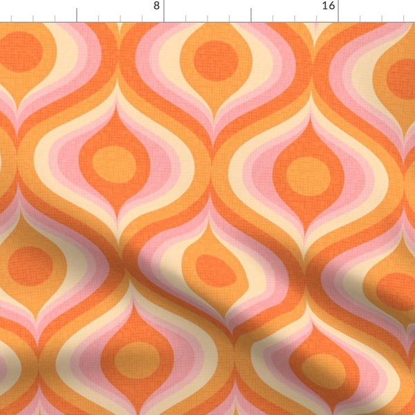 Retro Ogee Vintage Fabric - Groovy Psychedelic Swirl by pippa_shaw - Large Scale 1960s 1970s Orange Pink Fabric by the Yard by Spoonflower