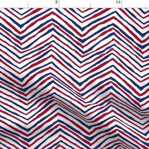 Zig Zag July 4th Fabric - Patriot Navy Red Chevron by etienne - Independence Day Navy Red White Chevron Fabric by the Yard by Spoonflower