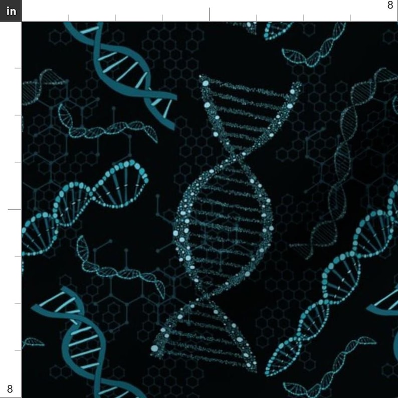 DNA Blue Black Double Helix Fabric - Dna Biological by #artbykarridi ...