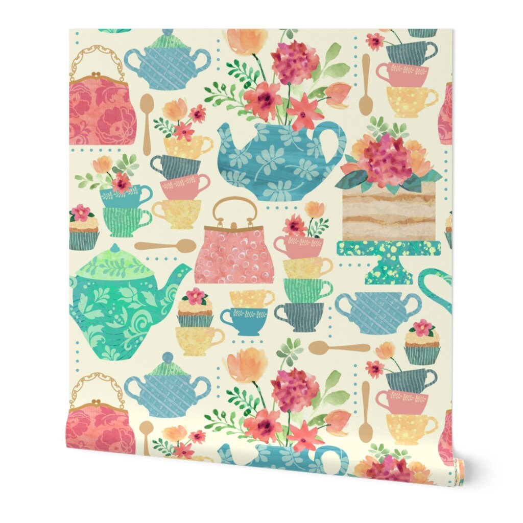 Victorian Tea Wallpaper Princess Victoria’s Tea Party by - Etsy
