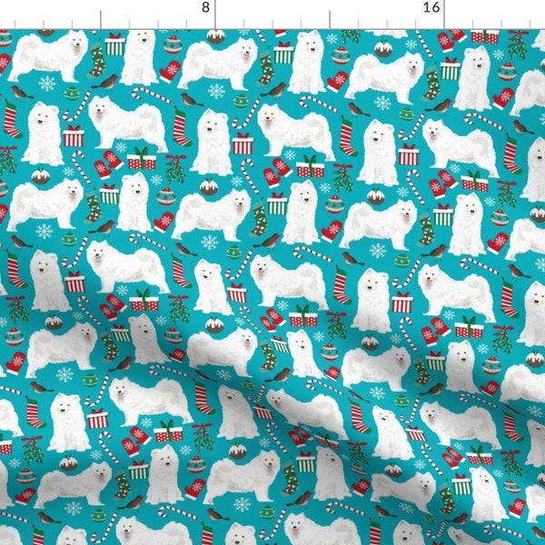 Samoyed Christmas Fabric - Samoyeds Dog Sammys Dog Christmas Holiday Xmas Dogs By Petfriendly - Cotton Fabric by the Yard with Spoonflower