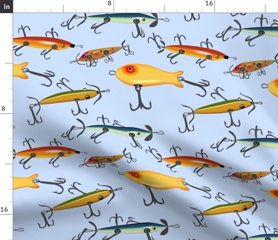 Fishing Fabric Antique Fishing Lures by Creative8888 Fishing Lure Hook  Bobber Bait Sports Cotton Fabric by the Yard With Spoonflower 