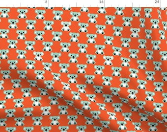 May include: A repeating pattern of koala bears on an orange background. The koalas are light green with white accents.