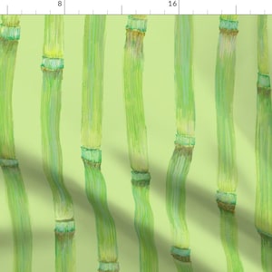 Equisetum Equisetaceae Fabric - Horsetail Stems Soft Green By Wren Leyland - Equisetum Equisetaceae Botanical Green Fabric With Spoonflower