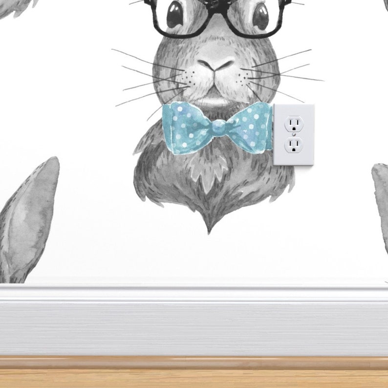 Bunny Wallpaper 4 Bunny With Glasses Black and White | Etsy