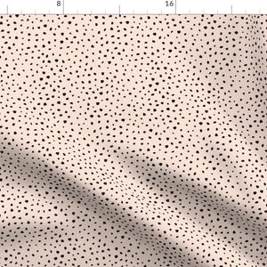 Summer Fabric - Little Spots And Speckles Panther Animal Skin Abstract Minimal Dots In Peach Blush Pastel Black Small By Littlesmilemakers
