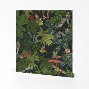 Tropical Wallpaper - Enchanted Forest By Fernlesliestudio - Fairies Custom Printed Removable Self Adhesive Wallpaper Roll by Spoonflower