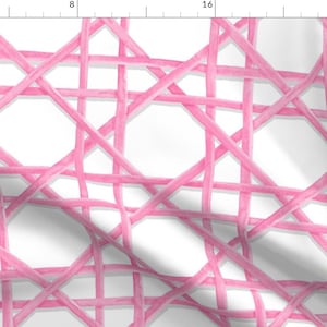 Pink Lattice Apparel Fabric - Woven Valentine by danika_herrick - Chinoiserie Trellis Wicker Preppy Coastal Clothing Fabric by Spoonflower image 1