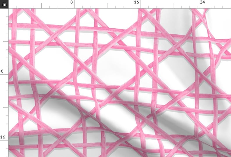 Pink Lattice Apparel Fabric - Woven Valentine by danika_herrick - Chinoiserie Trellis Wicker Preppy Coastal Clothing Fabric by Spoonflower image 1
