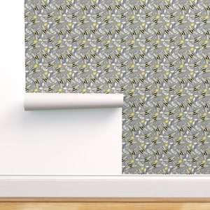 Bees Wallpaper Save The Bees By Laura May Designs Yellow Etsy