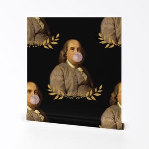 Benjamin Franklin Removable Peel and Stick Wallpaper - President Historical Whimsical  - Wall Art Wall Decor - Benji Bubble Gum by rebelmod