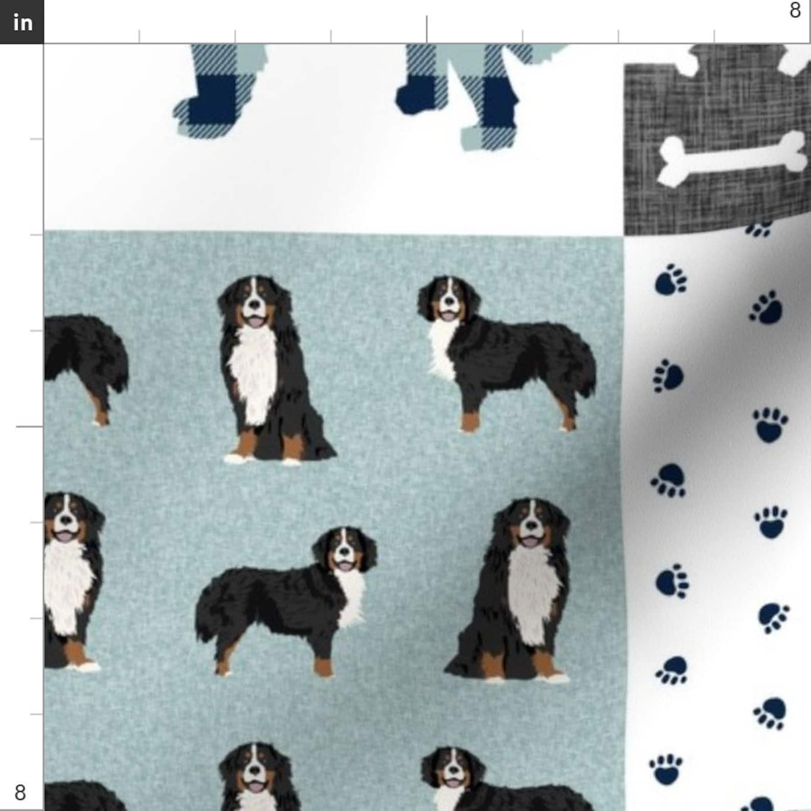 Bernese Mountain Dog Fabric Bernese Mountain Dog Pet Quilt B Etsy