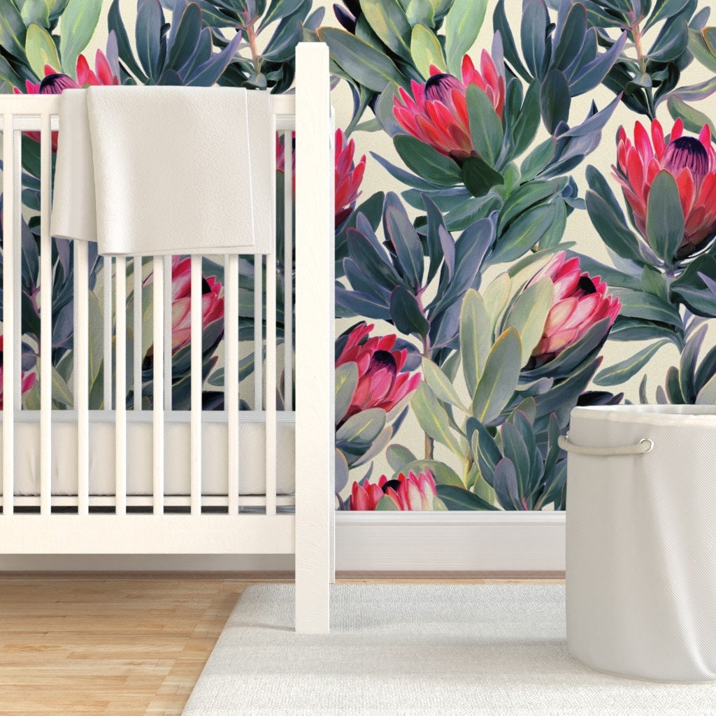Protea Floral Wallpaper Painted Protea Floral by Micklyn - Etsy