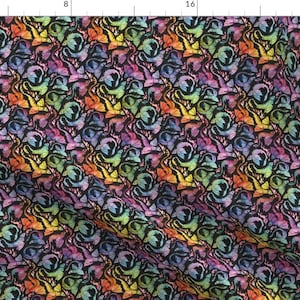 Whimsical Fabric - Dragon Fire Rainbow Tiny by adenaj -  Dragons Rainbow Watercolor Fairy Tale Fantasy Fabric by the Yard by Spoonflower