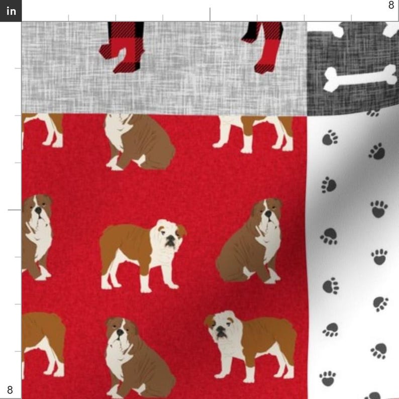 English Bulldog Fabric -English Bulldog Pet Quilt A Fabric Quilt Dog Breed Cheater By Petfriendly-Cotton Fabric By The Yard With Spoonflower imagen 3