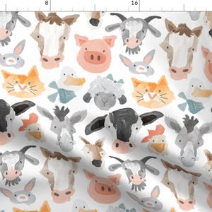 Farm Fabric - Farm Livin&#39; By Nick Neuman - Farm Pigs Cows Barn Barnyard Chickens Horses Nursery Cotton Fabric By The Yard With Spoonflower