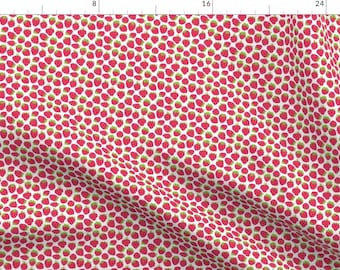 Strawberries Fabric - Tiny Red Strawberries By Lilcubby - Strawberries Summertime Fresh Product Cotton Fabric By The Yard With Spoonflower