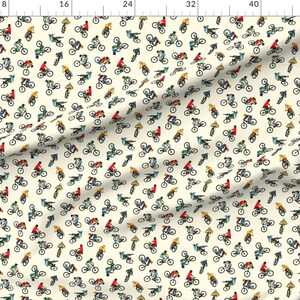 BMX Fabric - Mountain Bikers By Clairekalinadesigns - Outdoor Extreme Sports Pale Yellow Athletic Cotton Fabric By The Yard With Spoonflower image 2