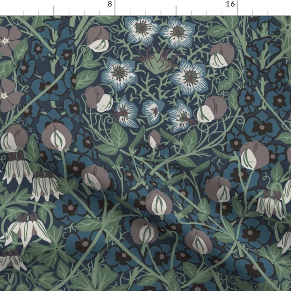 William Morris Fabric - Hollyhock Sweet Pea by thevictorianoctagon - Art Nouveau Antique Floral Garden Fabric by the Yard by Spoonflower