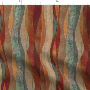 Red Fabric - Sandstone Desert  by wren_leyland -  Abstract Landscape Rolling Wave Copper Orange Teal Gray Fabric by the Yard by Spoonflower