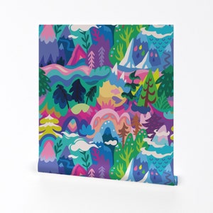 Landscape Wallpaper - National Park By Penguinhouse - Landscape Colorful Custom Printed Removable Adhesive Wallpaper Roll by Spoonflower