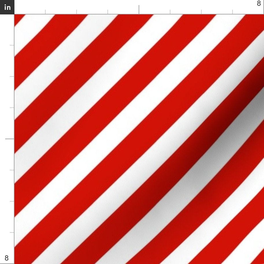 Stripe Fabric Red & White Candy Stripes Red Diagonal Stripe Etsy