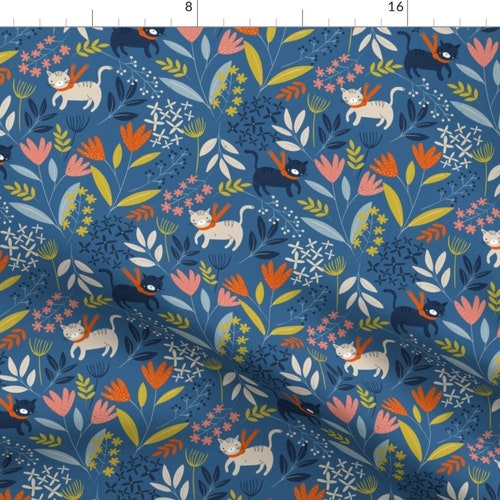 Kitten Fabric Cats With Stripes Blackwhite Larger by Caja Etsy