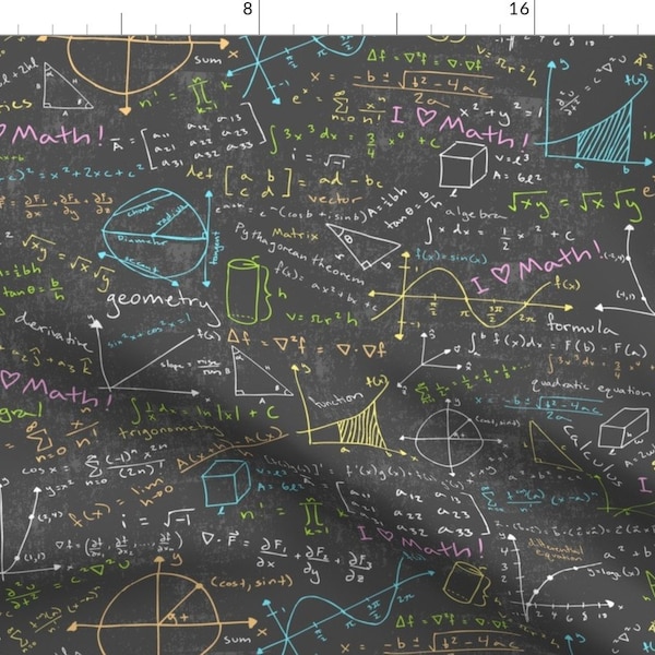 Mathematics Fabric - Math Lessons By Robyriker - Mathematician Science Teacher Gray Cotton Fabric By The Yard With Spoonflower