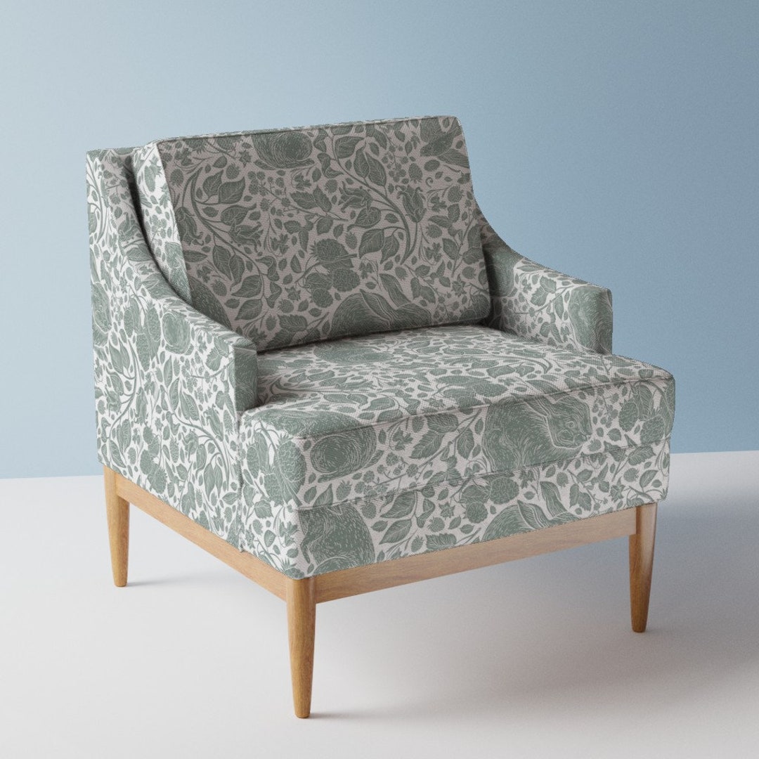 Modern Woodland Upholstery Fabric Bunny and Birds by Down_river