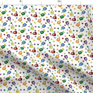 Pickle Rackets Fabric - Pickleball Paddles N&#39; Balls Galore By Fabrique Dubois - Sport Play Fun Cotton Fabric By The Yard With Spoonflower