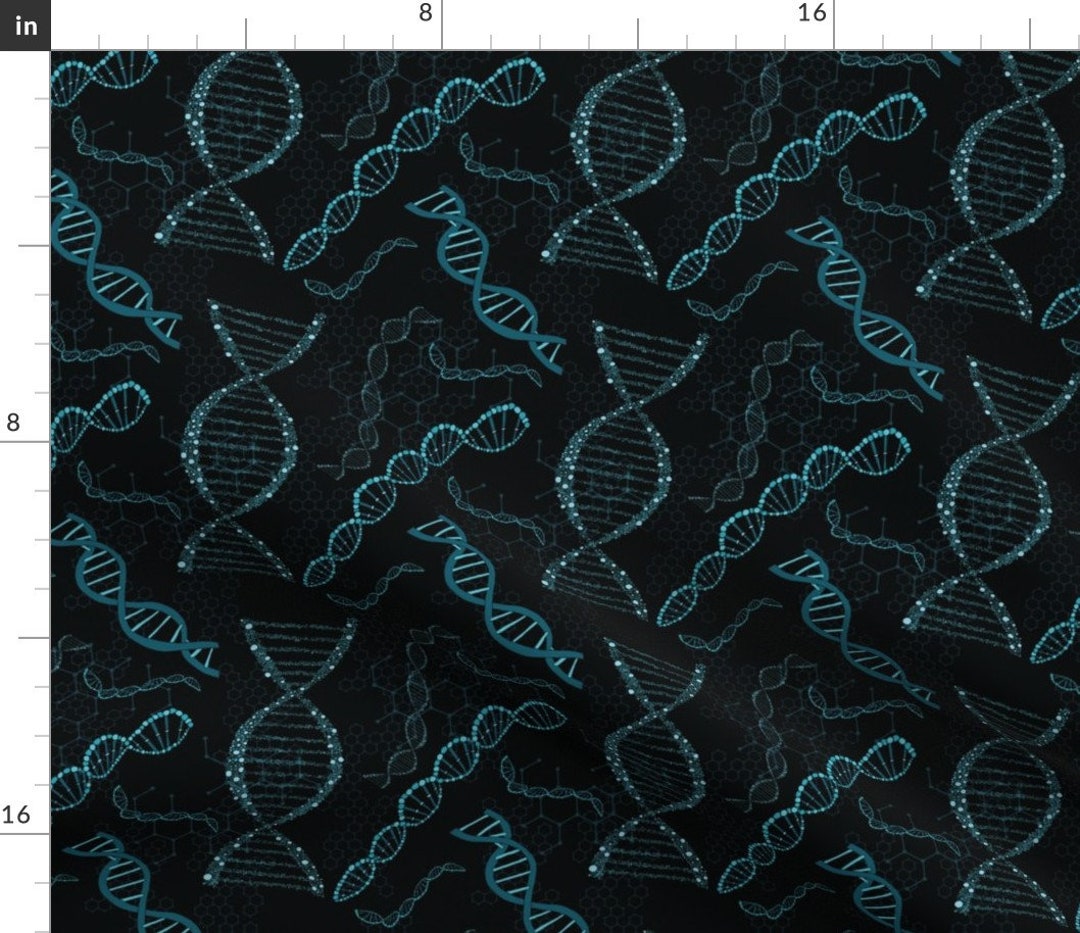 DNA Blue Black Double Helix Fabric Dna Biological by artbykarridi Dna