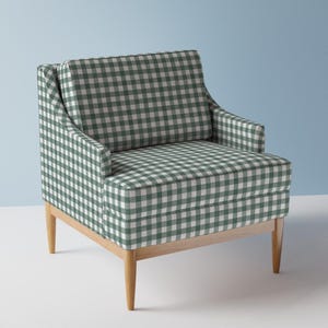 Green Upholstery Fabric- Moss Gingham  by kirstudio -  Plaid Country Gingham Check Large Picnic Moss  Fabric By The Yard With Spoonflower