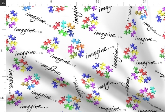 Autism Fabric - Autism Awareness Puzzle Pieces By Hot4tees Bg@Yahoo Com - Autism Puzzle Pieces Cotton Fabric By The Yard With Spoonflower