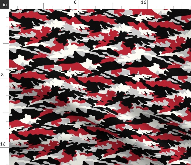 Camouflage Fabric Red And Black Camouflage By Etsy
