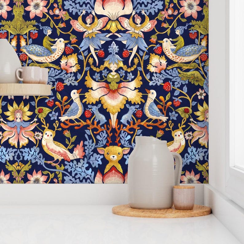 Victorian Wallpaper - Victorian-Fairytale By Gaiamarfurt - William Morris Inspiration Removable Self Adhesive Wallpaper Roll by Spoonflower image 7