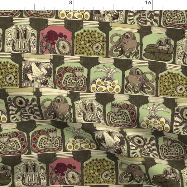 Gothic Monsters Fabric - Medical Specimens by scrummy - Octopus Snakes Vintage Halloween Pickle Jars Fabric by the Yard by Spoonflower