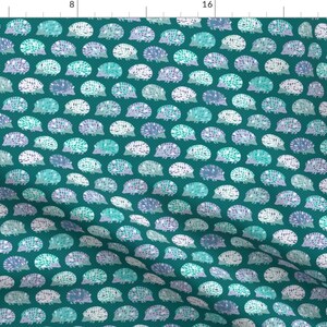 Hedgehog Green Fabric - Hedgehog Polkadot - Green And Lilac Small By Heleenvanbuul - Hedgehog Cotton Fabric By The Yard With Spoonflower