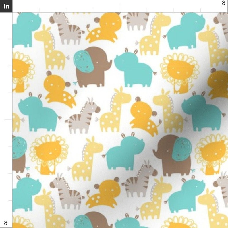 Nursery Zoo Animal Fabric Baby Safari By Lizmytinger Etsy