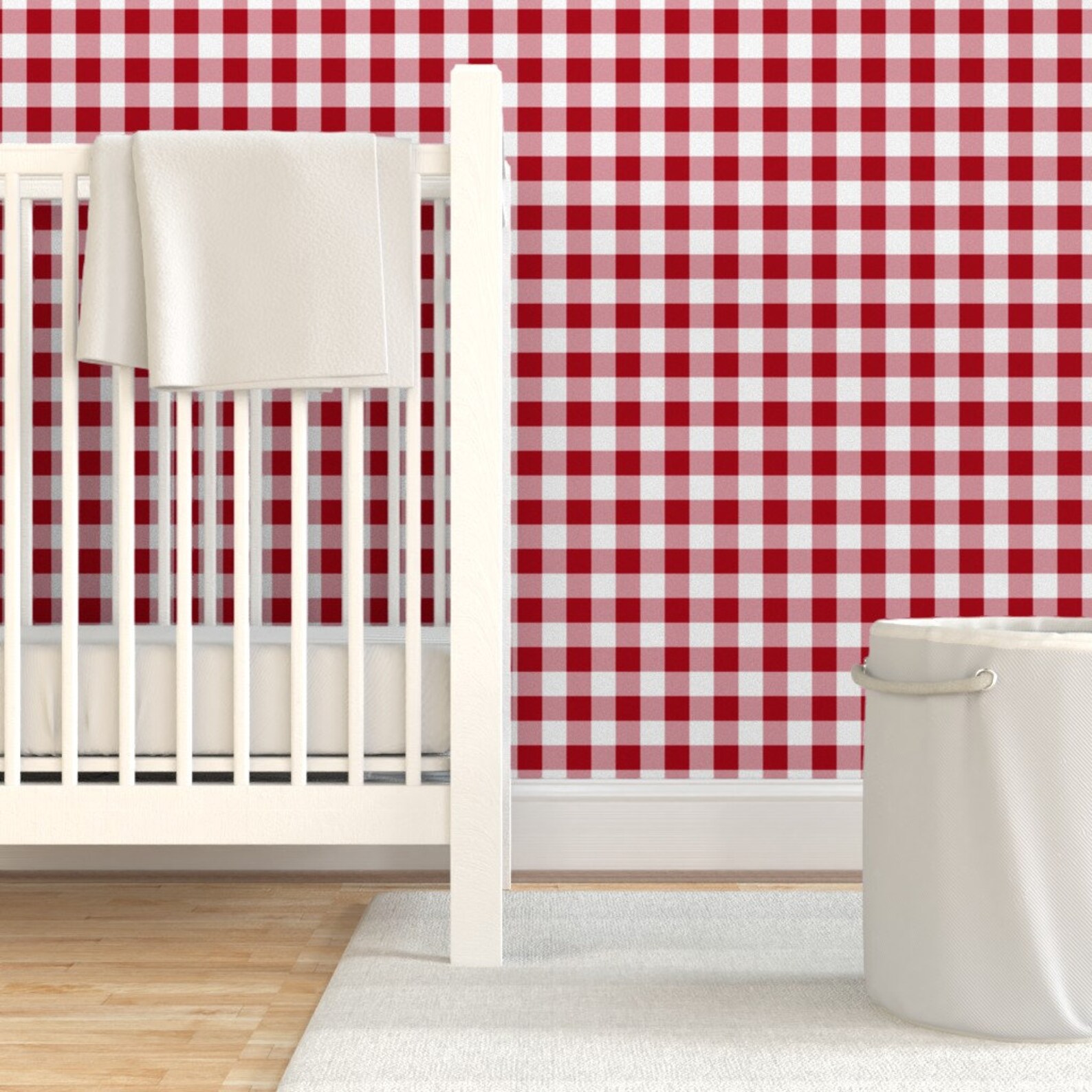 Gingham Wallaper Red and White Gingham Check by Etsy