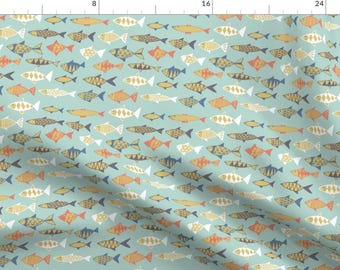Fish Frenzy Fabric - Fishes By Tasiania - Summer Nautical Fish Beach Decor Cotton Fabric By The Yard With Spoonflower