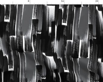 Black and White Abstract Fabric - Brush In Black By Cynthiafrenette - Abstract Painting Art Cotton Fabric By The Yard With Spoonflower