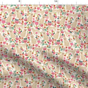 Golden Retriever Dogs and Florals Mint All Over Dog Print By Petfriendly - Dog Cotton Fabric by the Yard with Spoonflower Fabrics