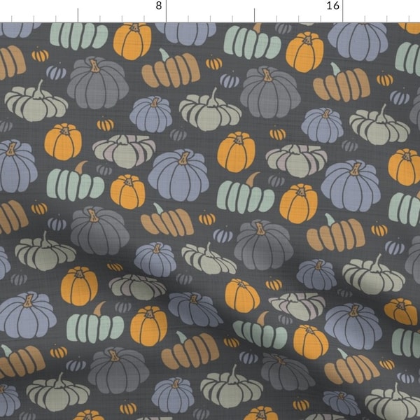 Fall Pumpkin Fabric - Pumpkin Patch On Charcoal By Gemmacosgroveball - Autumn Pumpkin Patch Cotton Fabric By The Yard With Spoonflower