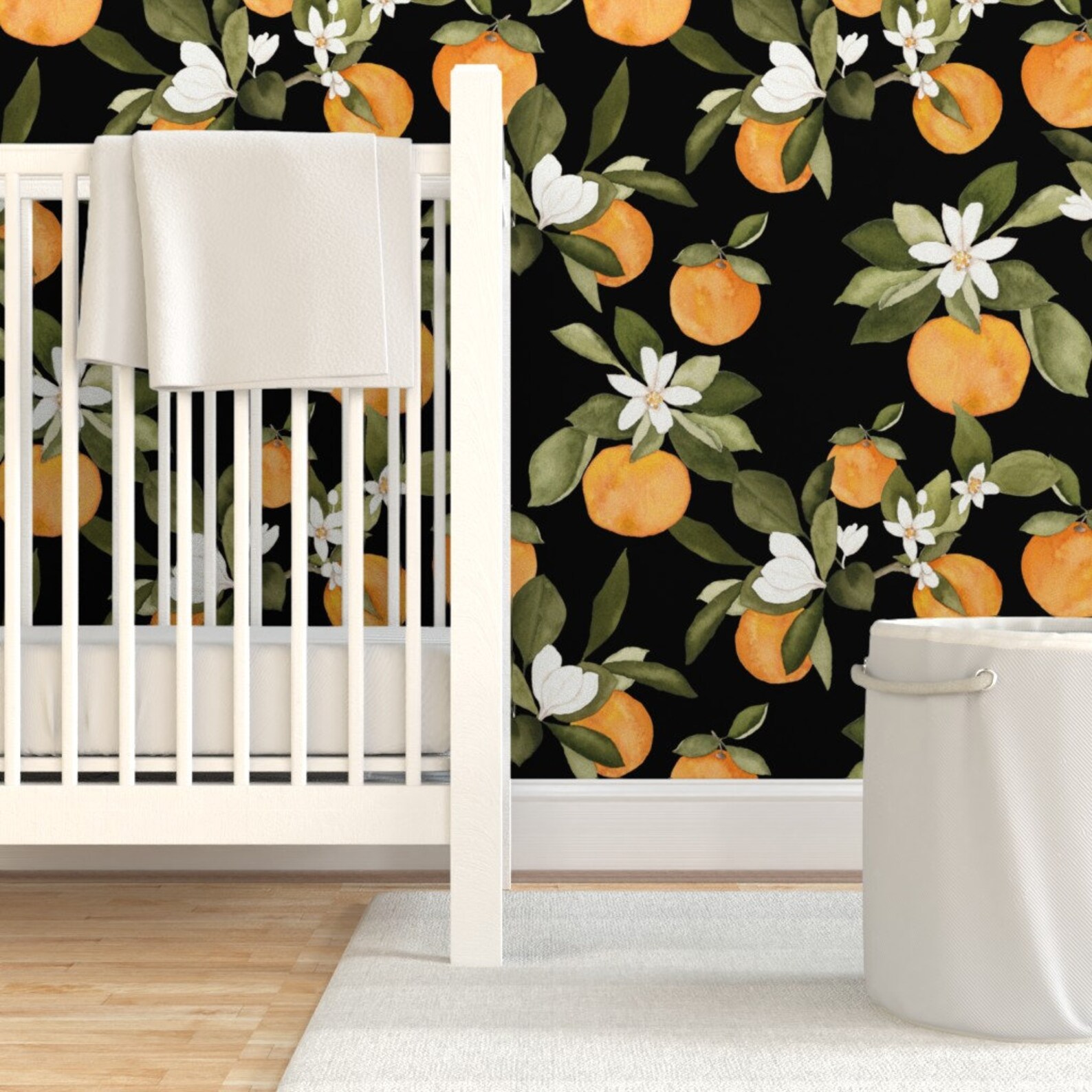 Watercolor Oranges Wallpaper Orange Blossom Dark by Etsy