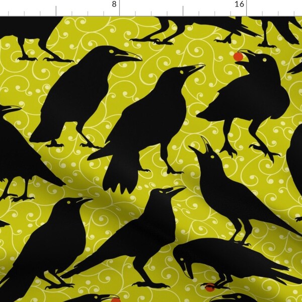 Ravens Fabric - Black Bird By Mariafaithgarcia - Raven Crow Black Bird Halloween Goth Cotton Fabric By The Yard With Spoonflower